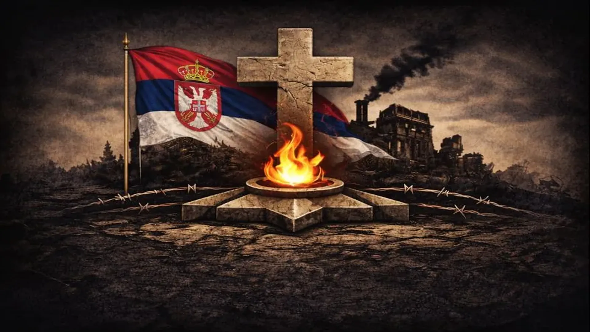 Kameni krst sa plamenom – simbol večnog sećanja